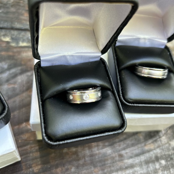 4 rings( white gold nature diamond, blue/green sapphire) wedding/engagement - Picture 7 of 15